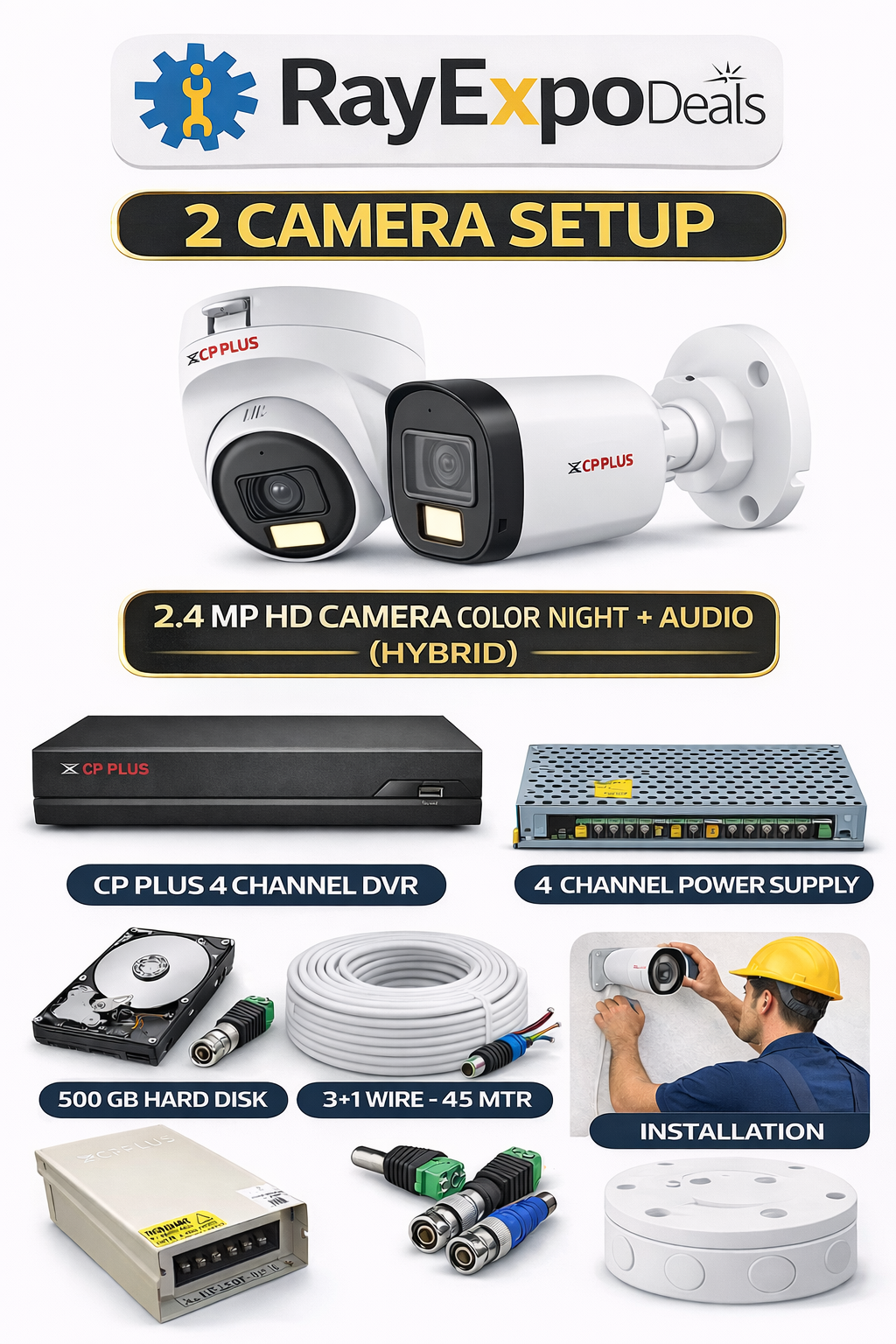 2 HD CAMERA SETUP COLOR NIGHT + AUDIO